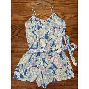 Lilly Pulitzer Women's Size 10‎ Deanna Feeling Tanked Print Romper Belt
